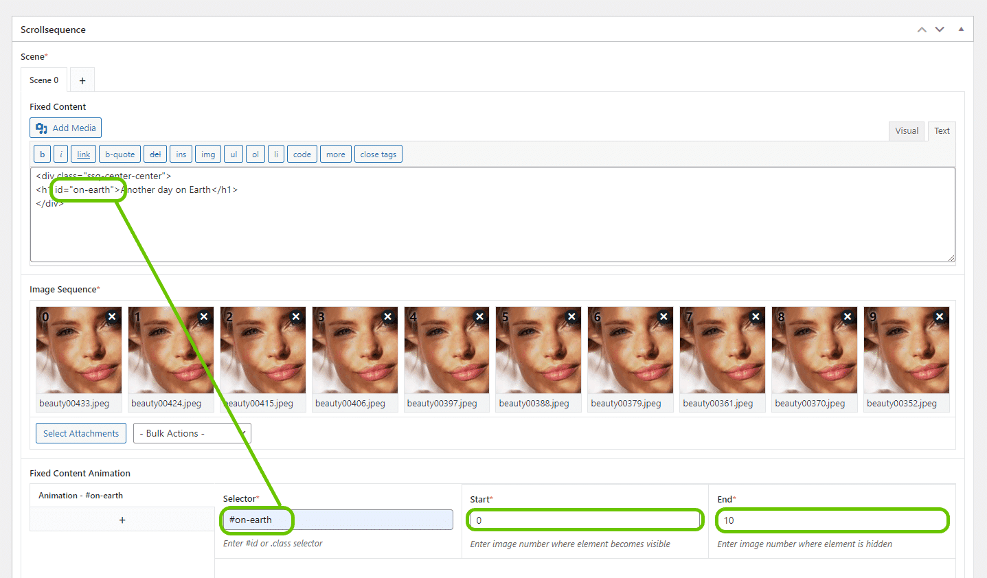 Add Content to Scrollsequence