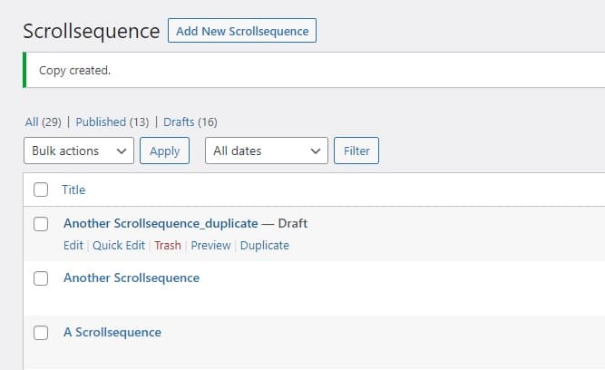 Duplicate Scrollsequence
