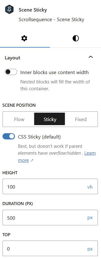 Scrollsequence Scene Block Inspector Controls